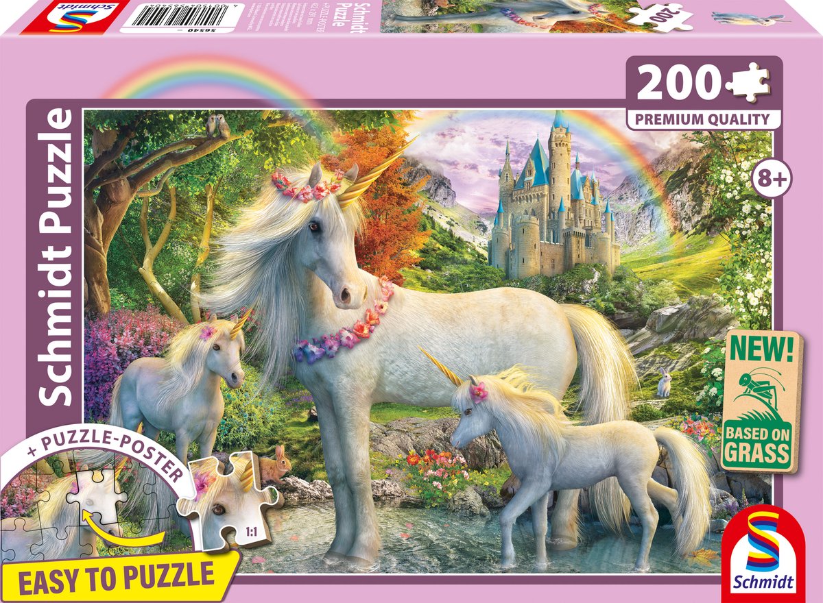 Schmidt - Puzzle - Einhornstute mit zwei Fohlen - 200 Teile - Kinder - ab 8 Jahren