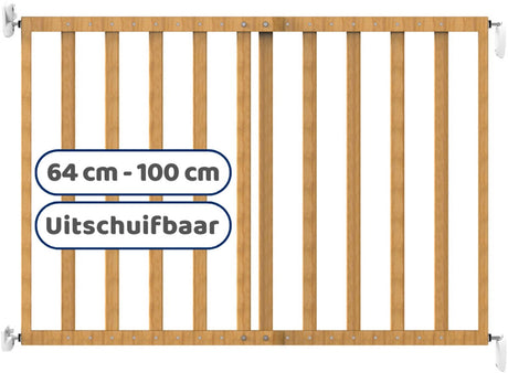 Noma ausziehbares Holztreppenschutzgitter natur | Sicherheitstor | Schraubentor | Hundetor | Kindertor