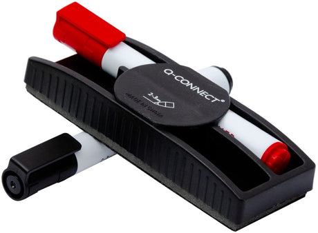 Q-connect Whiteboard-Radierstifthalter, magnetisch, mit 2 Whiteboard-Markern