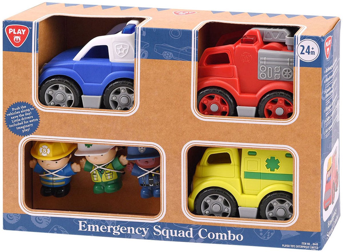 Playgo Rettungsdienstfahrzeuge mit Figuren Spielset - 6-teilig.
