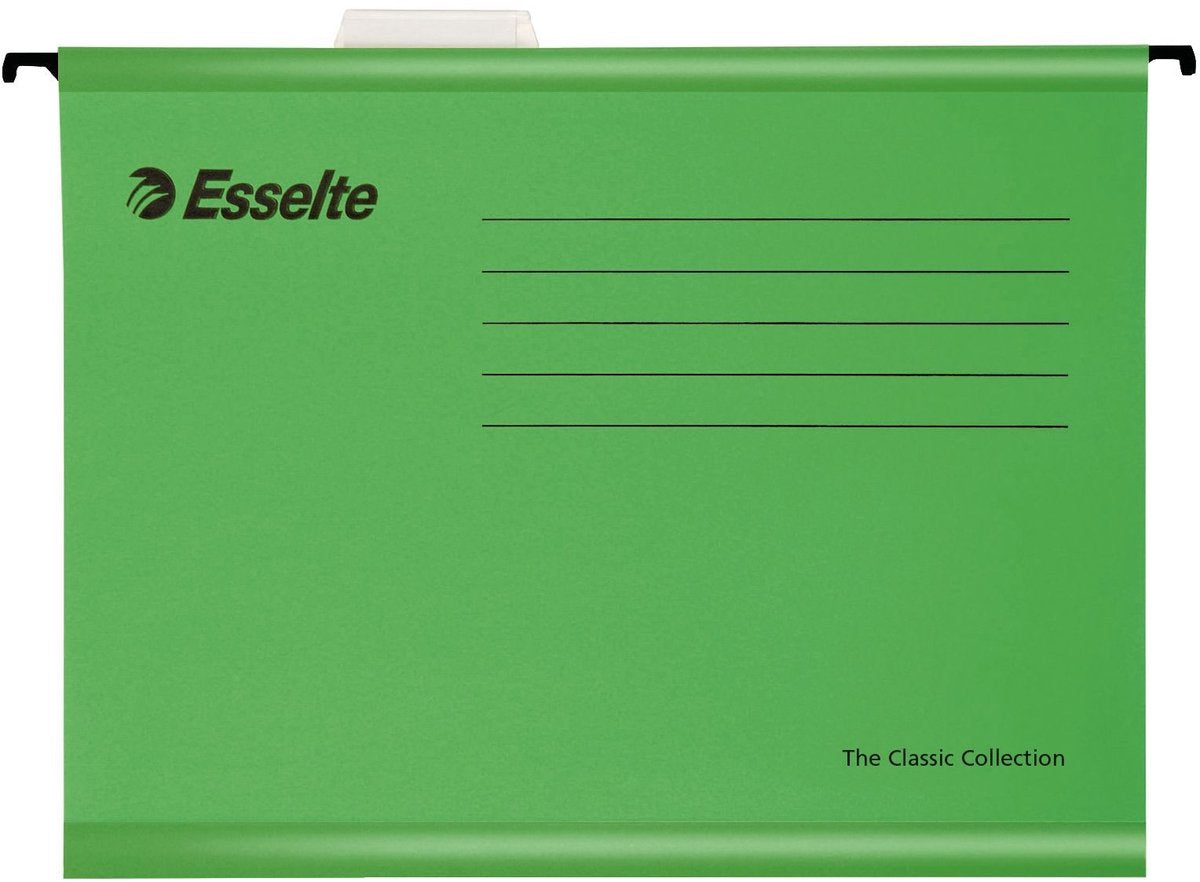 Esselte klassische, verstärkte Hängemappe – Folio-V-Boden – 25 Stück – Grün