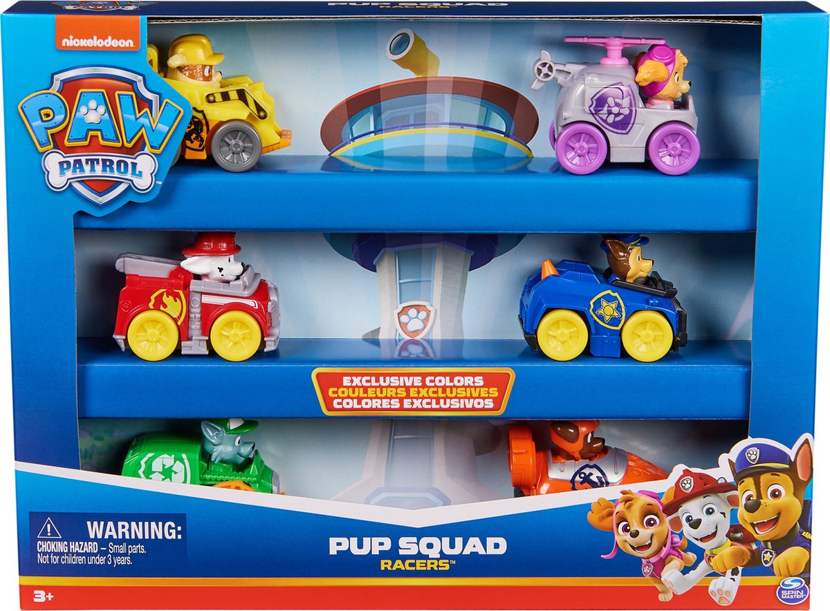 Paw Patrol Pup Squad – Geschenkset mit 6 Rennfahrern – Spielzeugautos