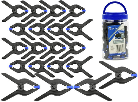 Geko-Set mit 22 Federklemmen – Kunststoff – Stahlfeder – 50 mm 75 mm