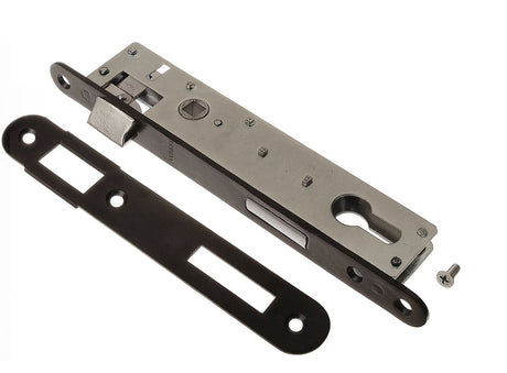 Markenloser Sans-Marque-Schmaltürschloss-Profilzylinder 90×22 mm – Schlossabstand 90 mm – schwarze Frontplatte