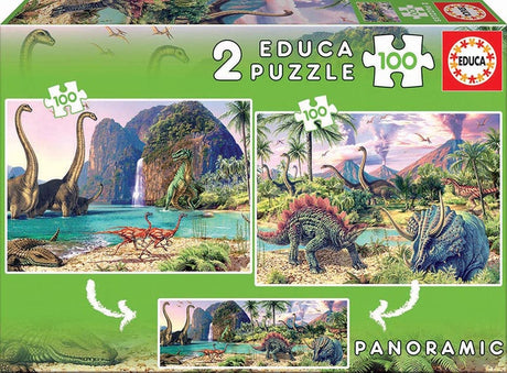 Educa - Puzzle - 2 x 100 Teile - Dinosaurier