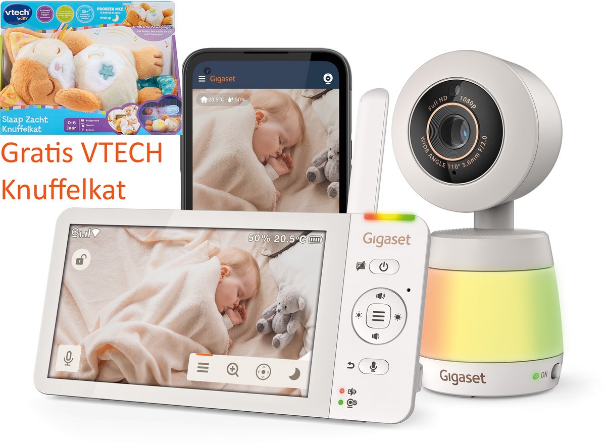 Gigaset Babyphone mit Kamera und App – Monitor-Touchscreen – Farb-Nachtsicht – Nachtlampe – Wandhalterung – am besten bewertet am 25. November – wählerisch – Sensoren – beruhigende Geräusche – Babyphone – Babyphone-Bild – Baby700 Connect