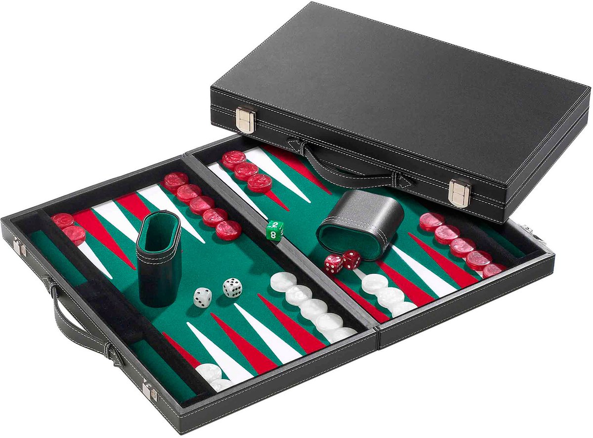 Philos Backgammon-Koffer groß grün