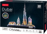 Kubisches lustiges 3D-Puzzle City Line Dubai mit LED-Beleuchtung