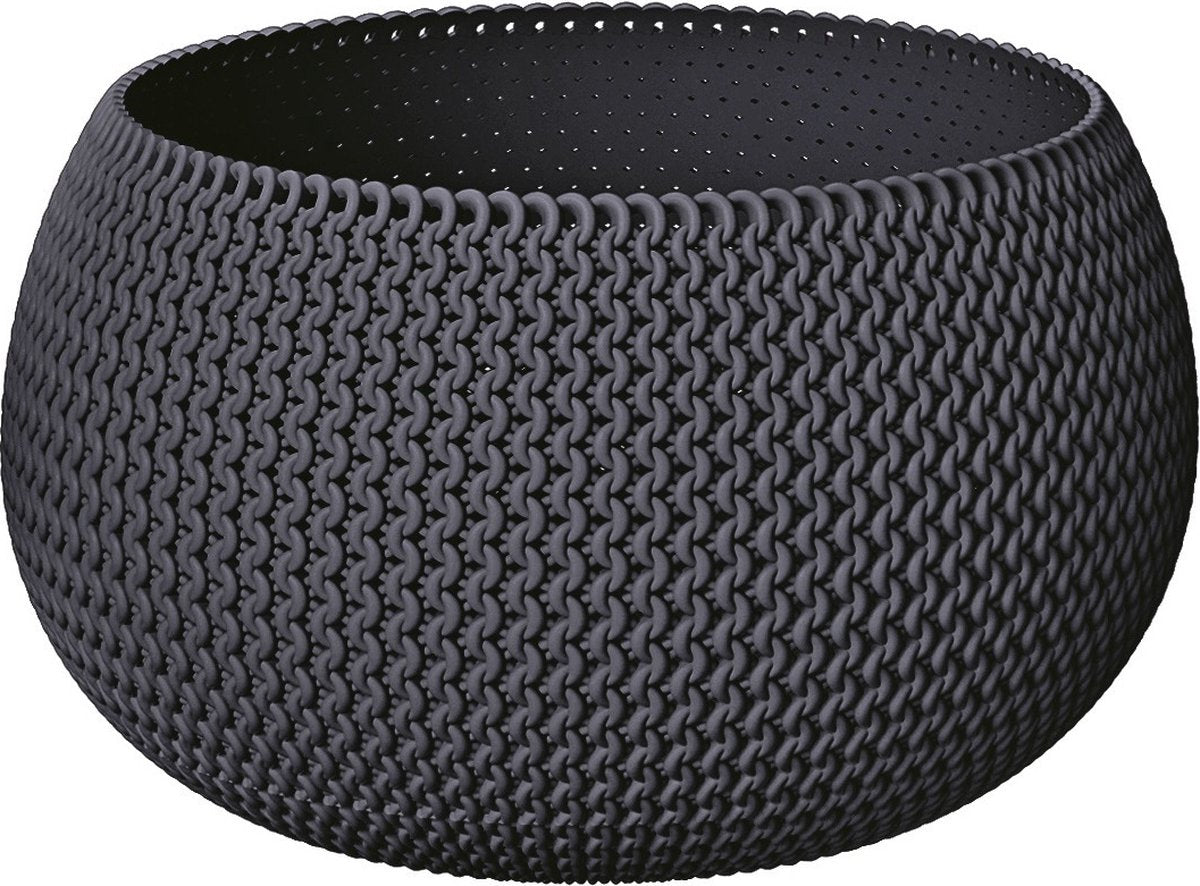 Prosperplast Pflanztopf Blumentopf aus Kunststoff Ø 37 cm und Höhe 22 cm in Anthrazitgrau für drinnen und draußen