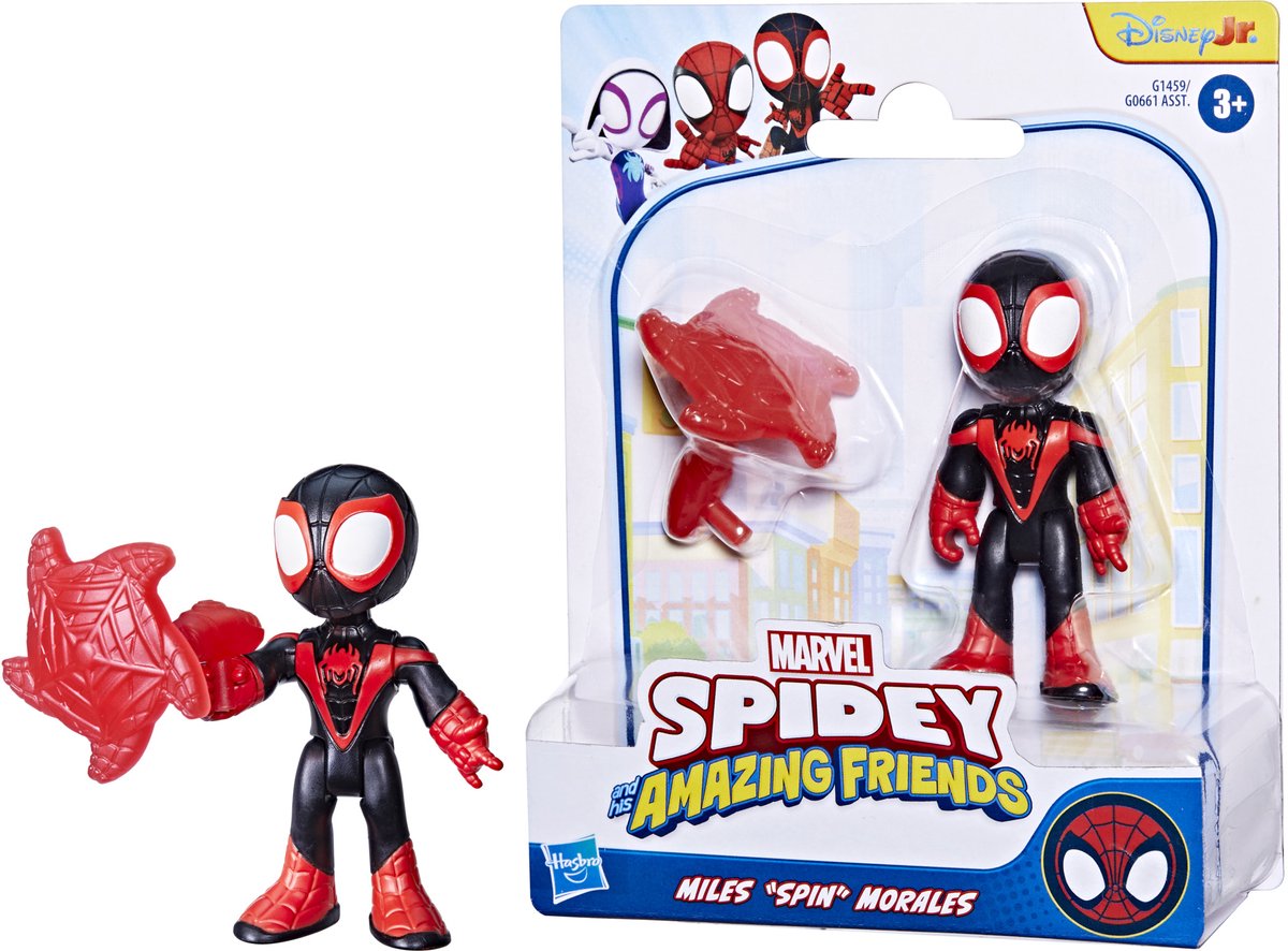 Hasbro marvel spidey and his amazing friends miles 'spin' morales, speelfiguur met accessoire, leeftijd 3+