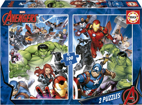 Educa - Puzzle - 2 x 100 Teile - Avengers
