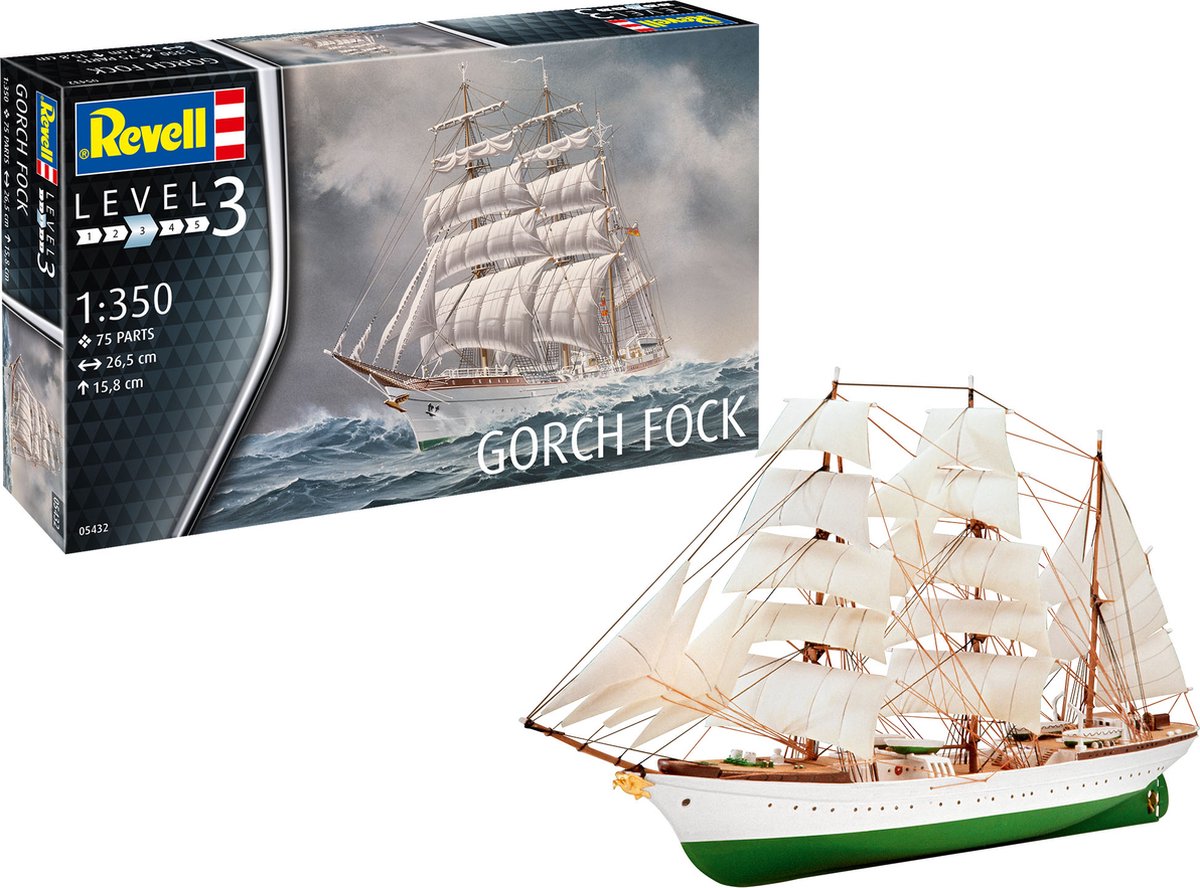 Revell modelbouwpakket schepen - 65432 gorch fock ship - model set plastic - 1:350 - modelbouw
