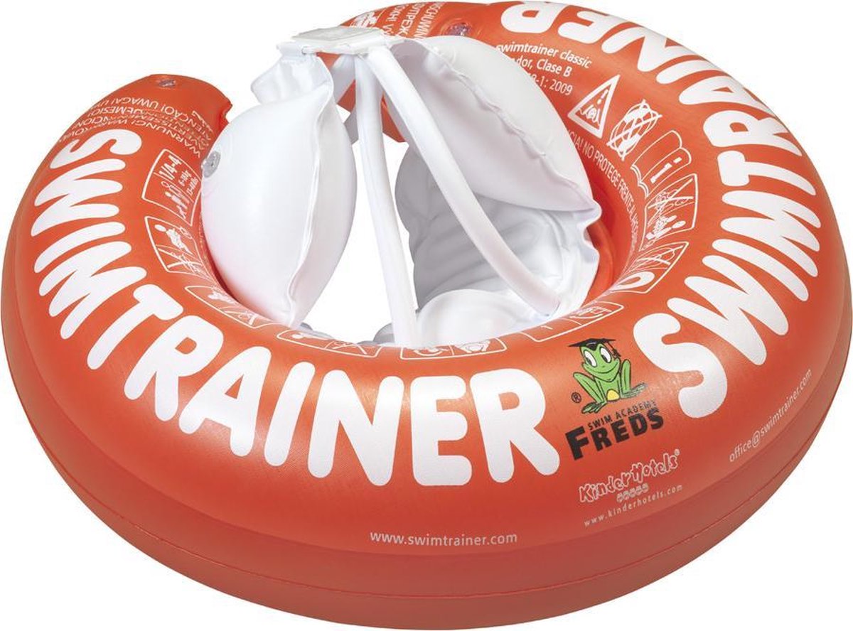 Freds Swim Academy Swimtrainer Classic® Rot (3 Monate bis 4 Jahre, 6kg-18kg) Das sichere Babyschwimmbecken: Schwimmtrainer | (Gütezeichen: CE-TüV-EN13138-1:2014)