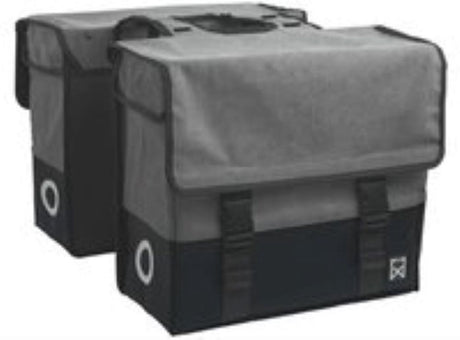 Willex Doppel-Fahrradtasche – Segeltuch – Reflexion – 48 Liter – universelle Montage – grau mattschwarz