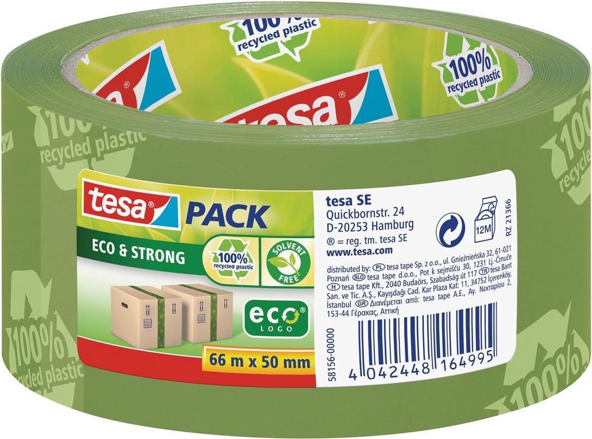 Tesa eco strong 58156-00000-00 Packbandpaket grün (L x B) 66 m x 50 mm 1 Stück