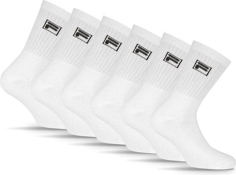 Fila Tennis-Sportsocken kleines Logo – Größe 39 42 – 6er-Pack – weiß