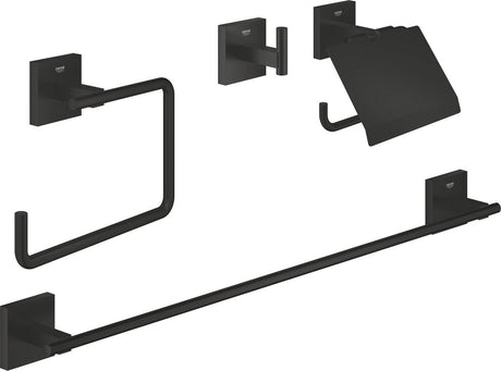 Grohe Quickfix Start Cube 4-in-1 Badezimmerzubehör-Set – Mattschwarz
