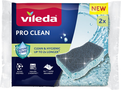 Vileda Pro Clean Schwamm mit Enzymen – 2 pro Packung
