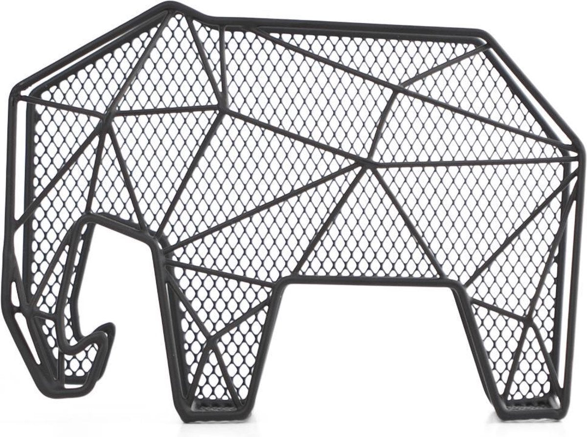 Kikkerland Briefhalter – grafischer Elefant – schwarz – Organizer – Metall – 25 x 15 x 9 cm