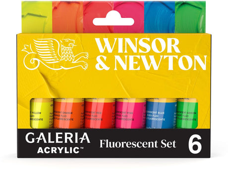 Winsor Newton 2190619 Galeria Acrylfarben-Set fluoreszierend – 6 x 20 ml – Neon Fluo Colors – Acrylfarben-Set