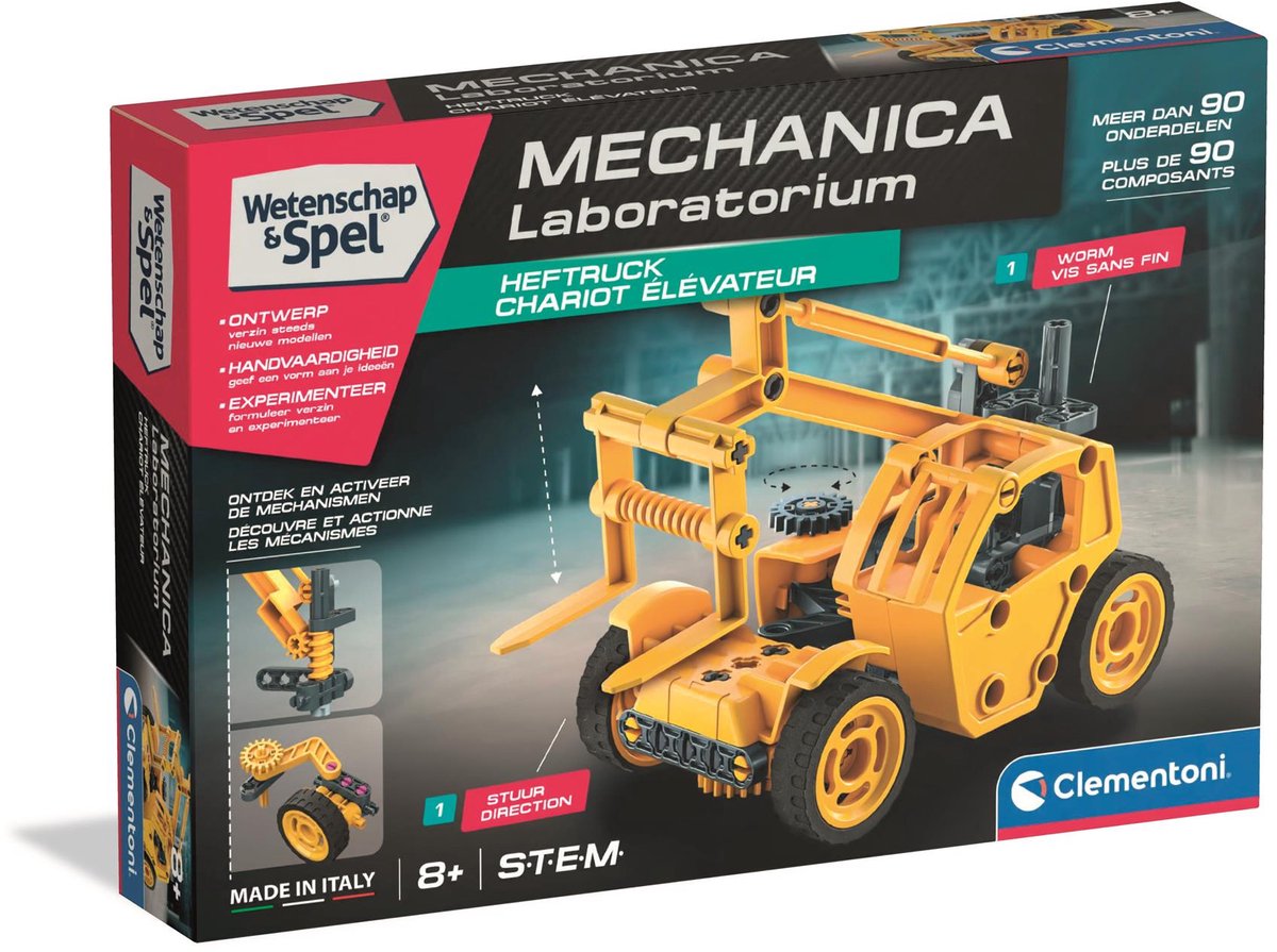 Clementoni Wissenschaft und Spiele – Mechanik-Labor-Baukasten, 120 Teile.