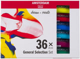 Bruynzeel Amsterdam Standard-Serie, allgemeines Auswahlset für Acrylfarben, 20 ml, 36 Stück.