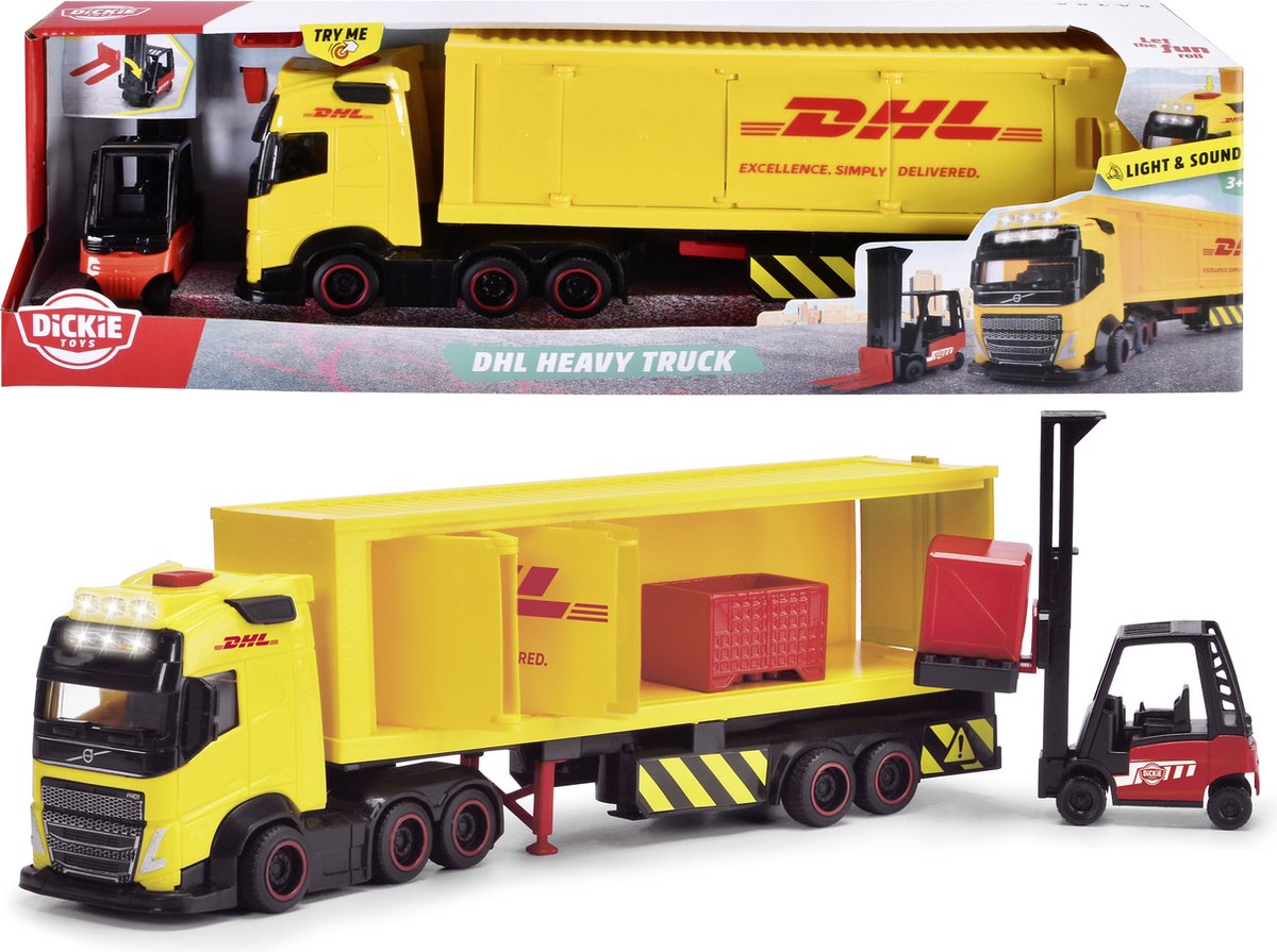 Dickie Toys LKW DHL mit Gabelstapler mit Licht und Ton | 2 Stk