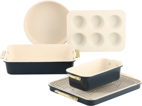 Greenpan Padova Reserve-Backgeschirr 6-teilig – PFAs-freie Antihaftbeschichtung – Backform aus Keramik – ofenfest bis 230 °C – dunkelblau