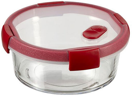 Curver Smart Cook Lebensmittelbehälter aus Glas – rund – 0,6 l – rot