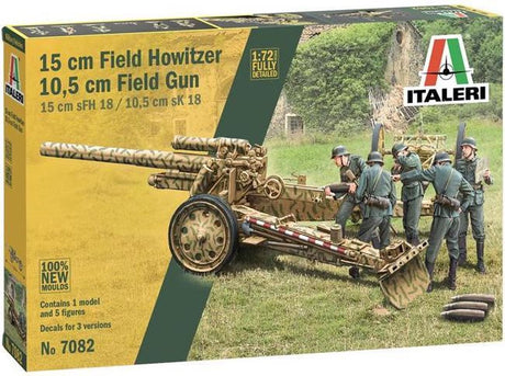 Italeri Modellbausatz Militärfahrzeuge – 7082 15 cm Feldhaubitze 10,5 cm Feldgeschütz aus Kunststoff – 1:72 – Modellbau