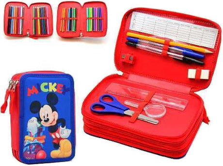 Markenlos Sans Marque Mickey Mouse – Federmäppchen – gefüllt – 3 Schichten – 45 Stück