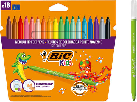 Bic Kids Kid Couleur – Filzstifte – Marker für Kinder – waschbare Farbmarker – 18 Stück