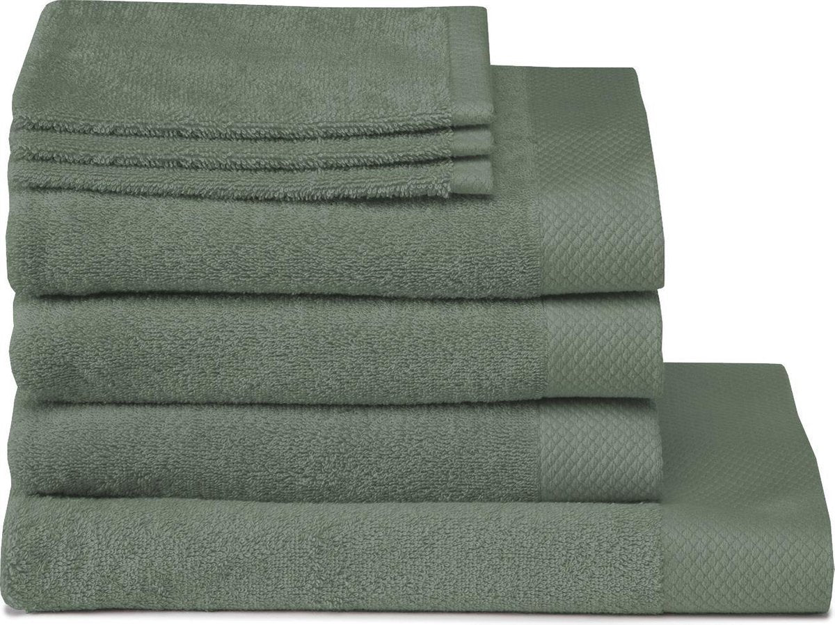 Seahorse pure - 3 washandjes 3 baddoeken 1 douchelaken - laurel - set van 7