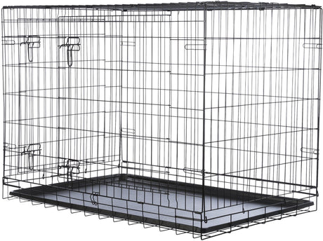 Trixie Hundehütte – faltbar, schwarz – 109 x 71 x 79 cm, mit Sicherheitsschlössern, Kunststoff-Schiebeschublade