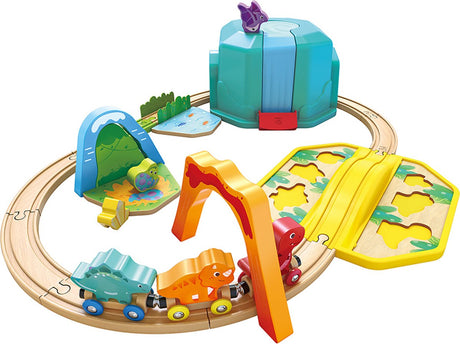 Hape Holzeisenbahn-Dinosaurier in Aufbewahrungsbox – ab 18 Monaten