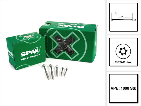 Spax-Schraube Torx 3,5x40 PK verzinkt, Packung = 1000 Stück,