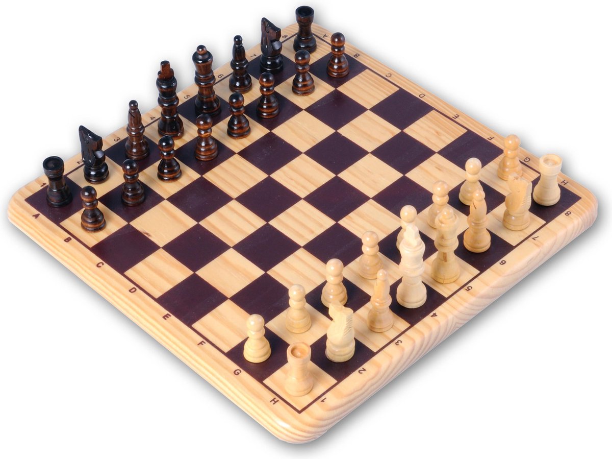 Engelhart Schachspiel komplett – Schachfiguren Nr. 3 aus poliertem Palmenholz – inklusive Brett 29 x 29 cm – Stabilität Luxus-Spielerlebnis –