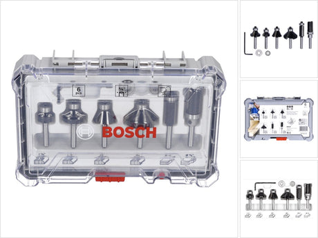 Bosch Kanten- und Profilfräser-Set 6-tlg. 1 4-Schaft (2607017470) Besatzkantenset für Oberfräsen