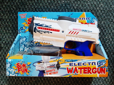 Sonne Fun Wasserpistole Elektrik mit Flasche weiß Blau, 18 cm