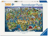 Ravensburger – wereldkaart met bezienswaardigheden – legpuzzel – 5000 stukjes