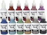 Kreativfirma Glitzer Kleber verschiedener Farben, 12x25ml