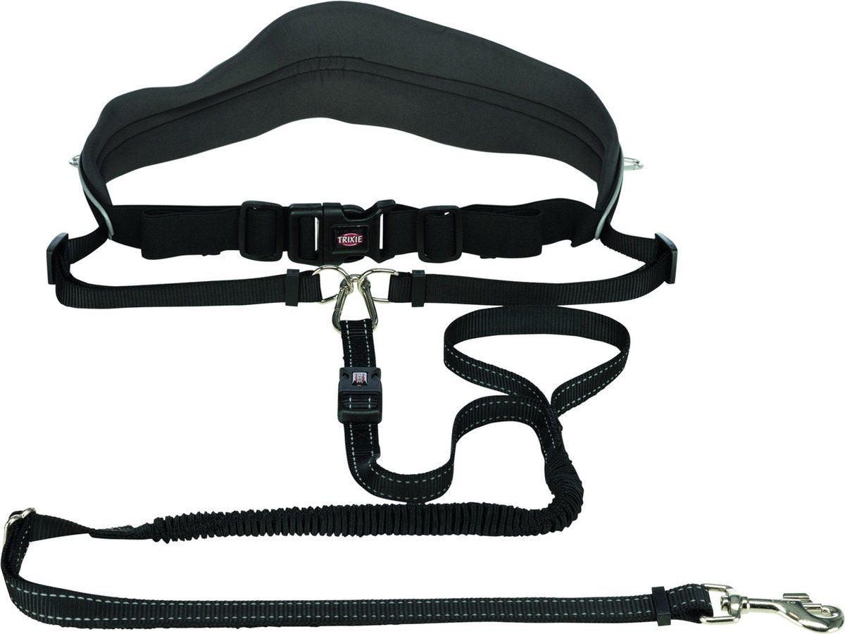 Trixie Gehleine mit Hüftgurt freihändig – Gürtel – 120 cm x 12 cm – Schwarz