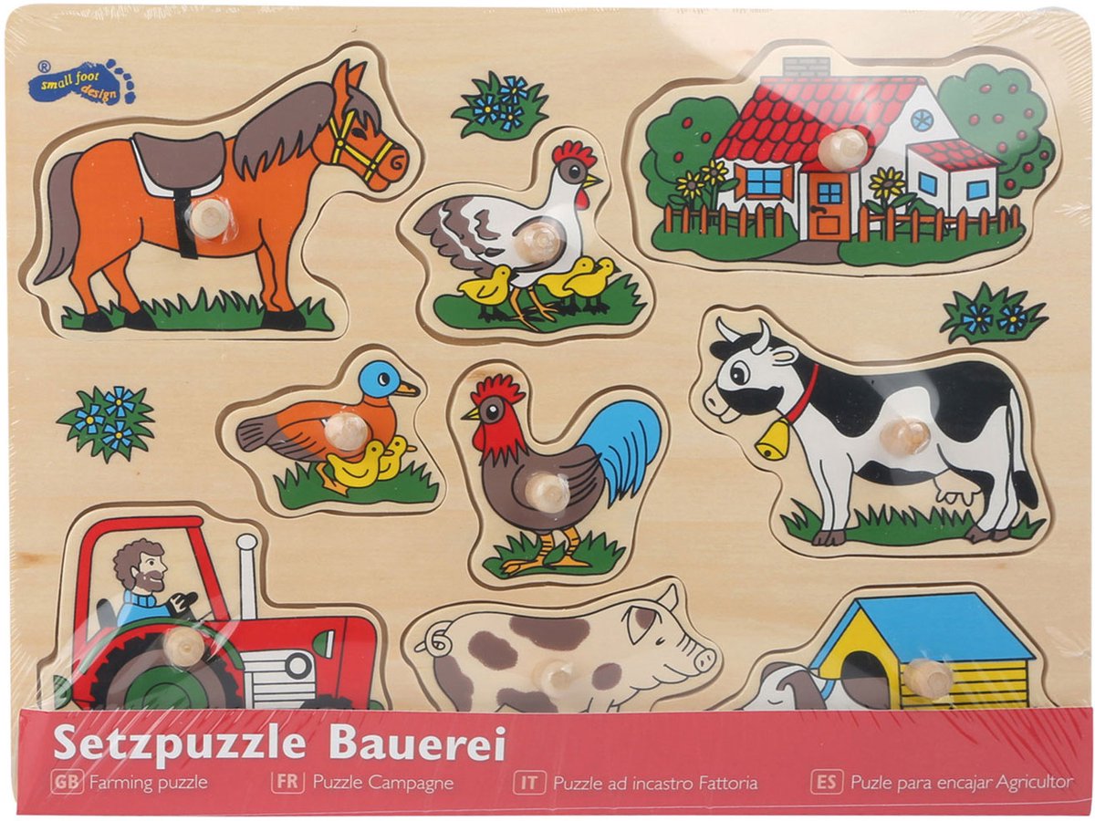 Kleiner Fuß – houten noppenpuzzel boerderij, 9.