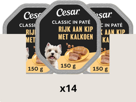 Cesar Hundefutter - Klassiker - Huhn in Pastete - Mahlzeitbecher 14x150g