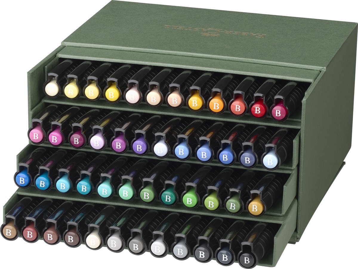 Faber-Castell Faber Castell Pitt Artist Pen Zeichenstift – Pinselstift – Studiobox 48 Stück – FC-167192