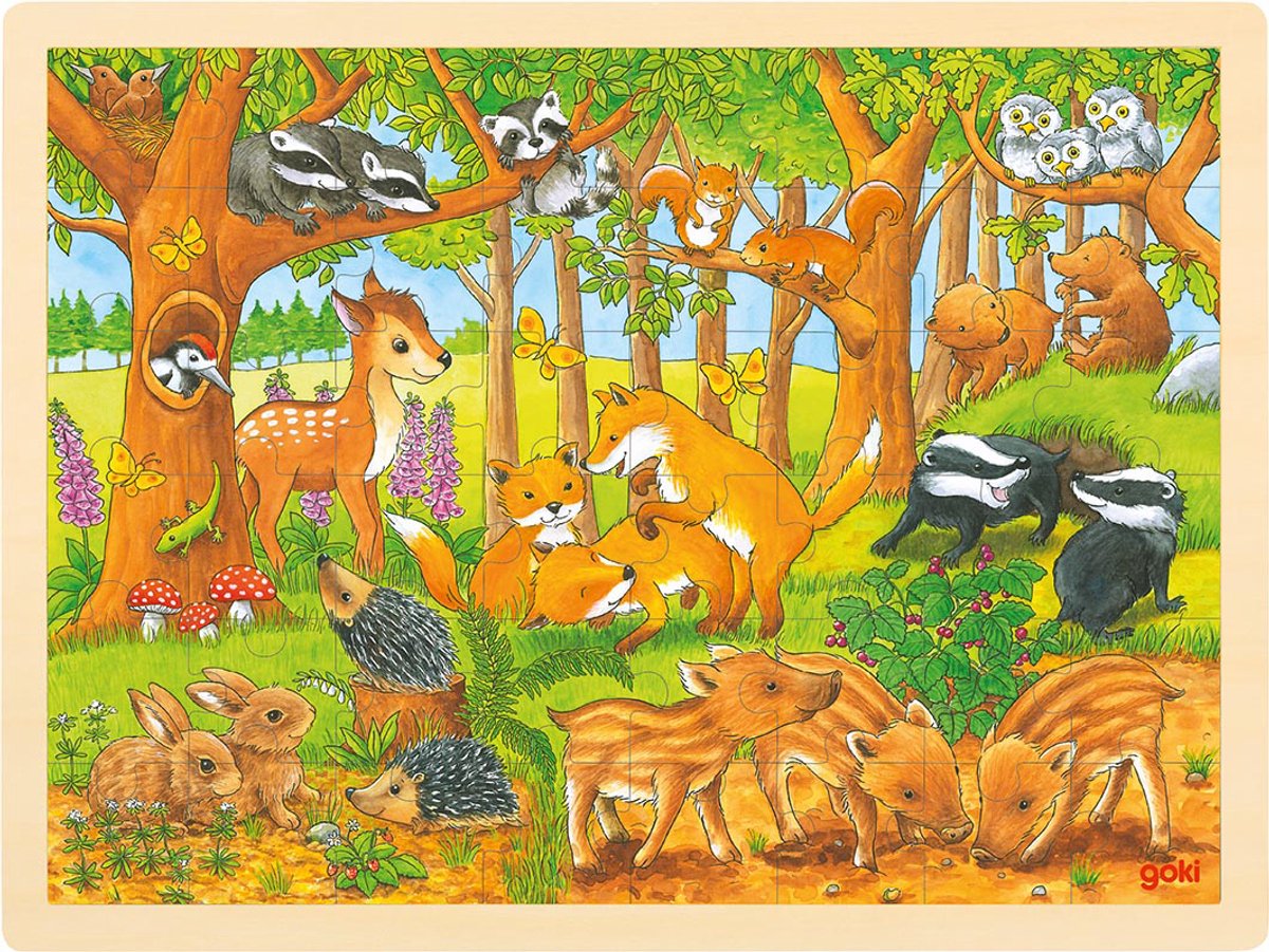 Goki Puzzle Tierbabys im Wald. 48 Stück.