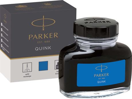 Parker Füllfederhalter-Tintenflasche | waschbare blaue Quink-Tinte | 57 ml Schreibtinte für Füllfederhalter