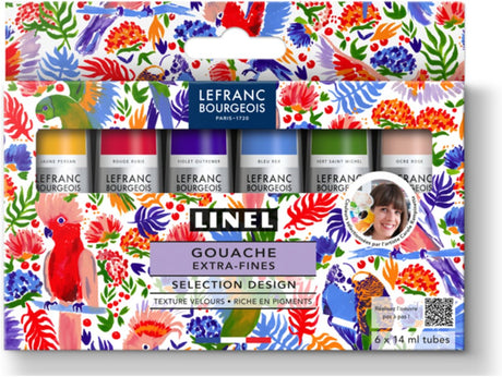 Lefranc Bourgeois 302057 Linel extrafeines Gouache-Set „Design“ 6×14 ml | professionelle Gouachefarbe