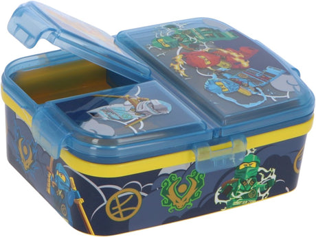 Stor Lego Ninjago Kinder-Brotdose – Lunchbox mit 4 Fächern für Kinder ab 4 Jahren – spülmaschinenfest, BPA-frei – dunkelblau