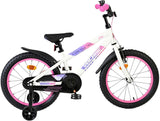 Volare lily kinderfiets - meisjes - 18 inch - wit roze paars - twee handremmen